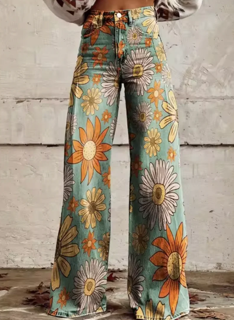 Anzhela - Weite Hose mit buntem Druck