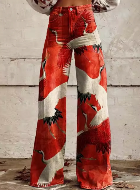 Anzhela - Weite Hose mit buntem Druck