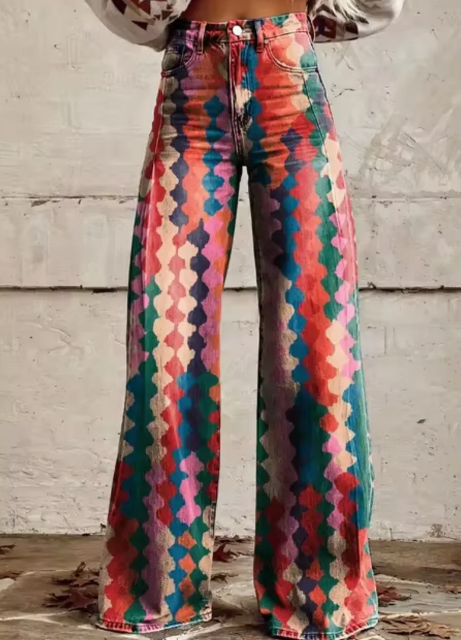 Anzhela - Weite Hose mit buntem Druck