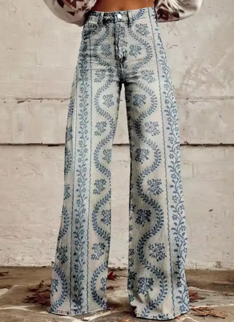 Anzhela - Weite Hose mit buntem Druck