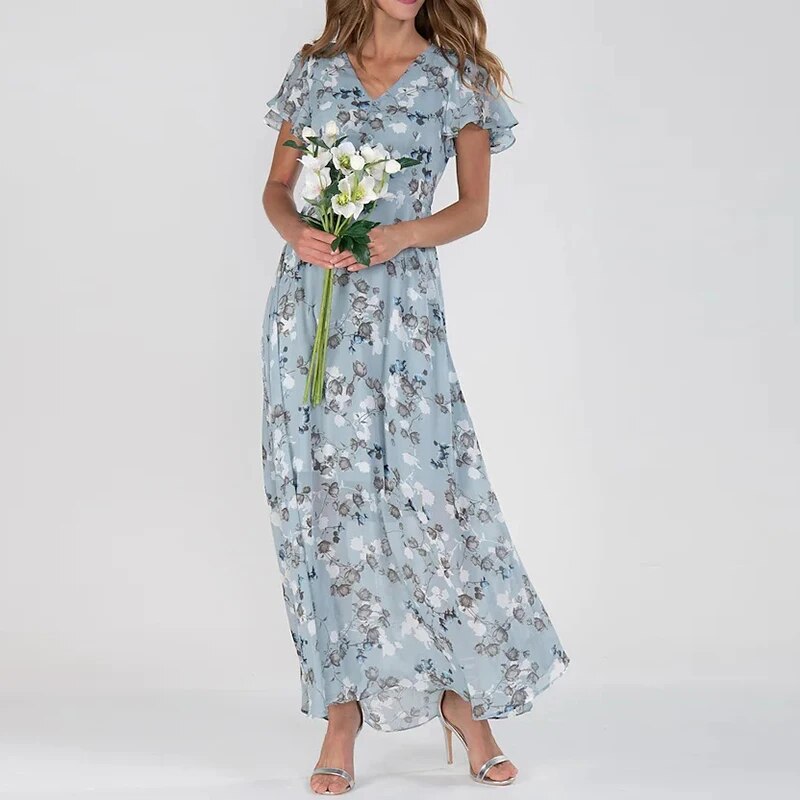 Josephine - Langes Sommerkleid mit floralem Muster