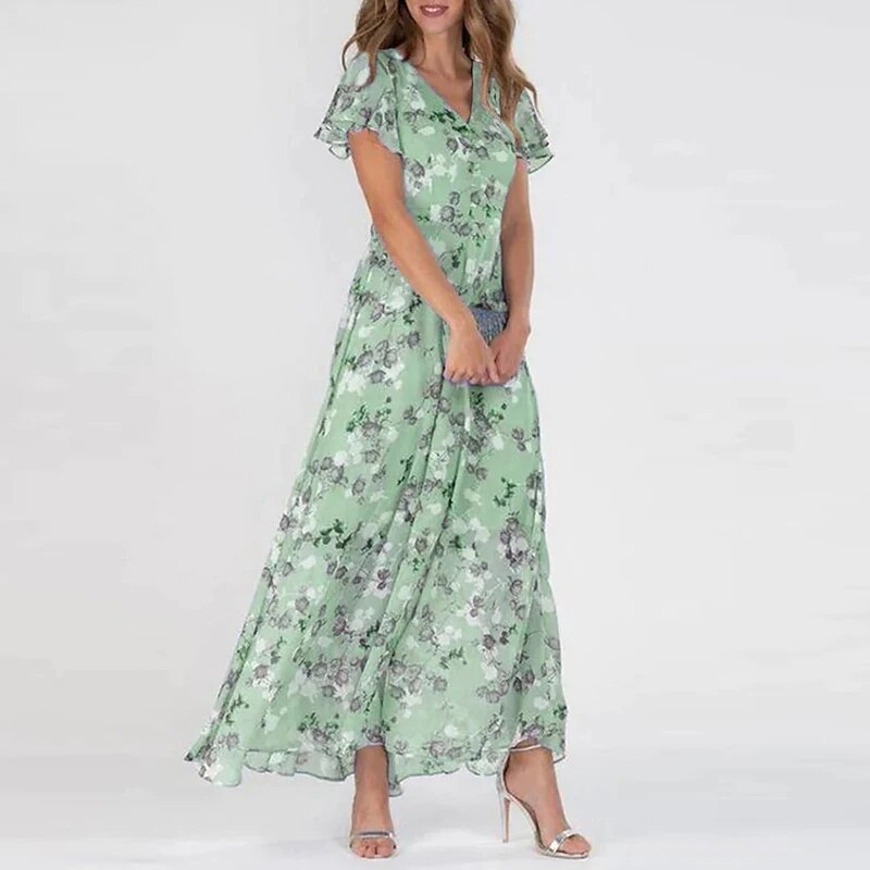 Josephine - Langes Sommerkleid mit floralem Muster