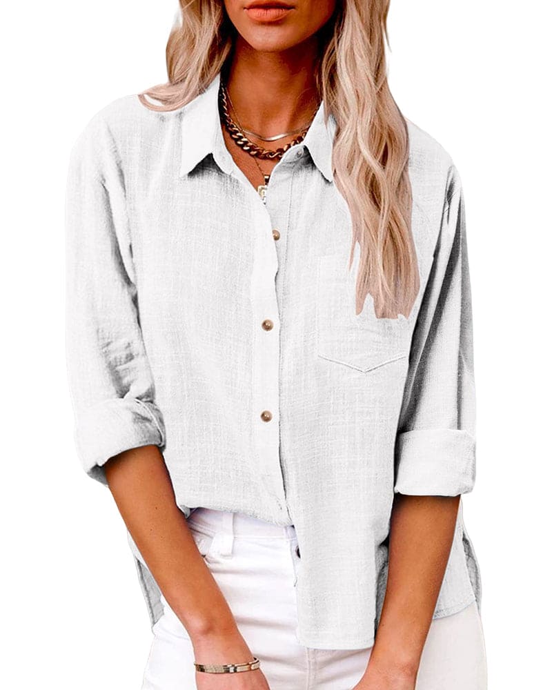 Zuki – Bluse aus Baumwolle und Leinen