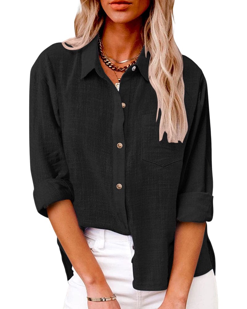 Zuki – Bluse aus Baumwolle und Leinen