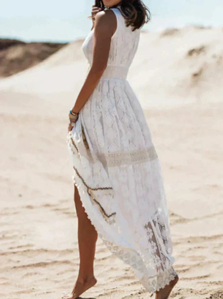 Reba - Ärmelloses Kleid aus Boho-Spitze