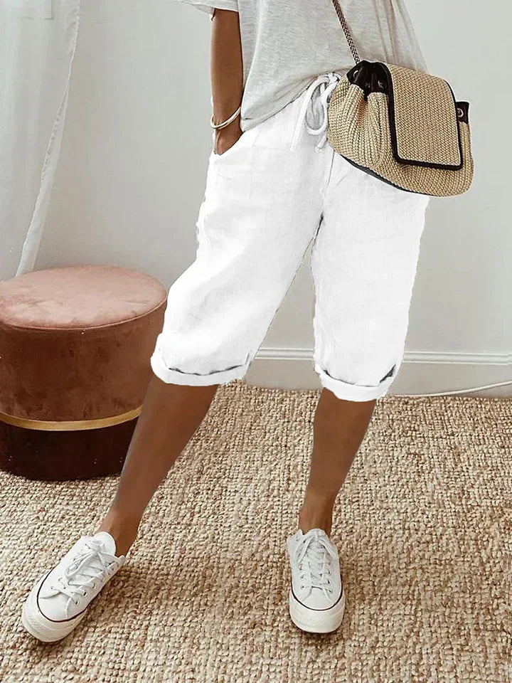 Adriada - Damen-Shorts aus Baumwolle und Leine