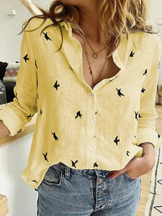 Maelyn - Elegantes, lässiges Langarmhemd für Damen aus Baumwolle und Leine