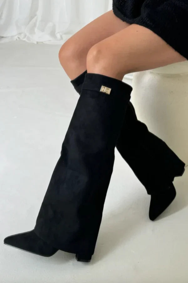 Elisara - Hochwertige kniehohe Stiefel aus Wildleder
