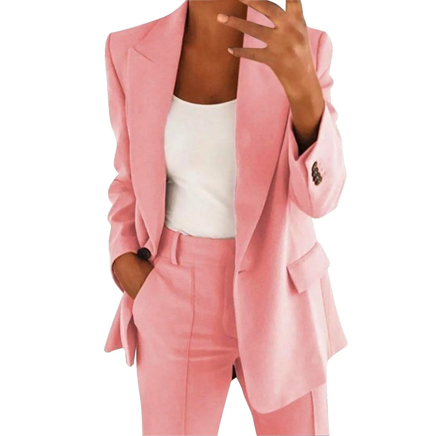 MiraSet - Damen-Anzug-Set mit Blazer und Hose in Uni-Farbe