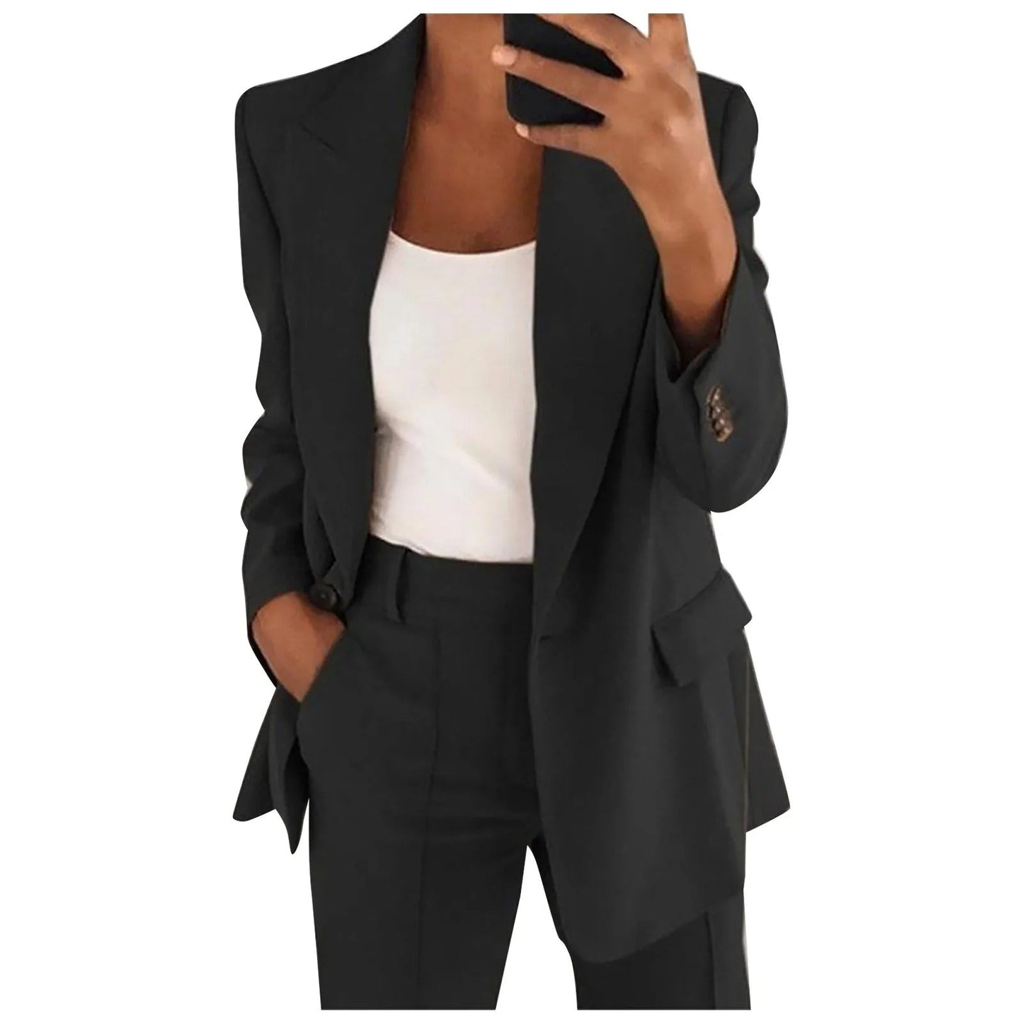 MiraSet - Damen-Anzug-Set mit Blazer und Hose in Uni-Farbe