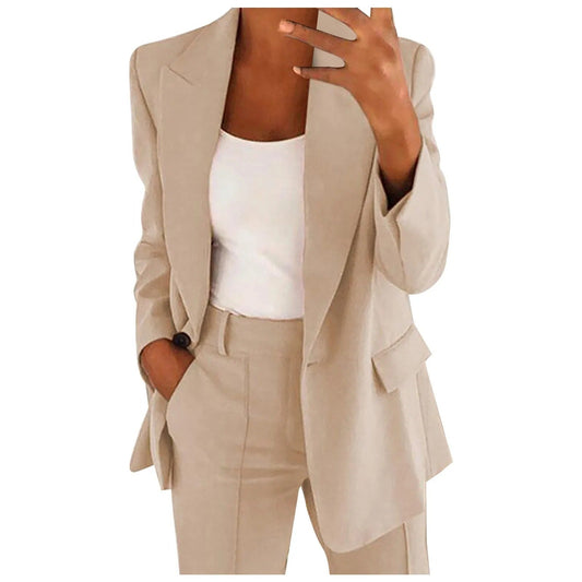 MiraSet - Damen-Anzug-Set mit Blazer und Hose in Uni-Farbe