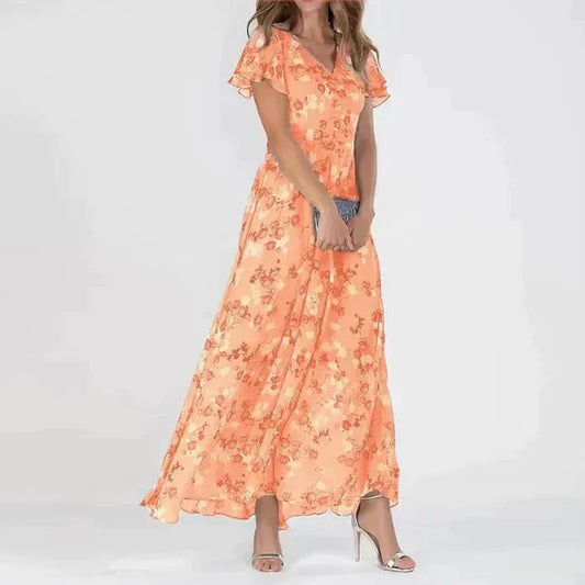 Josephine - Langes Sommerkleid mit floralem Muster