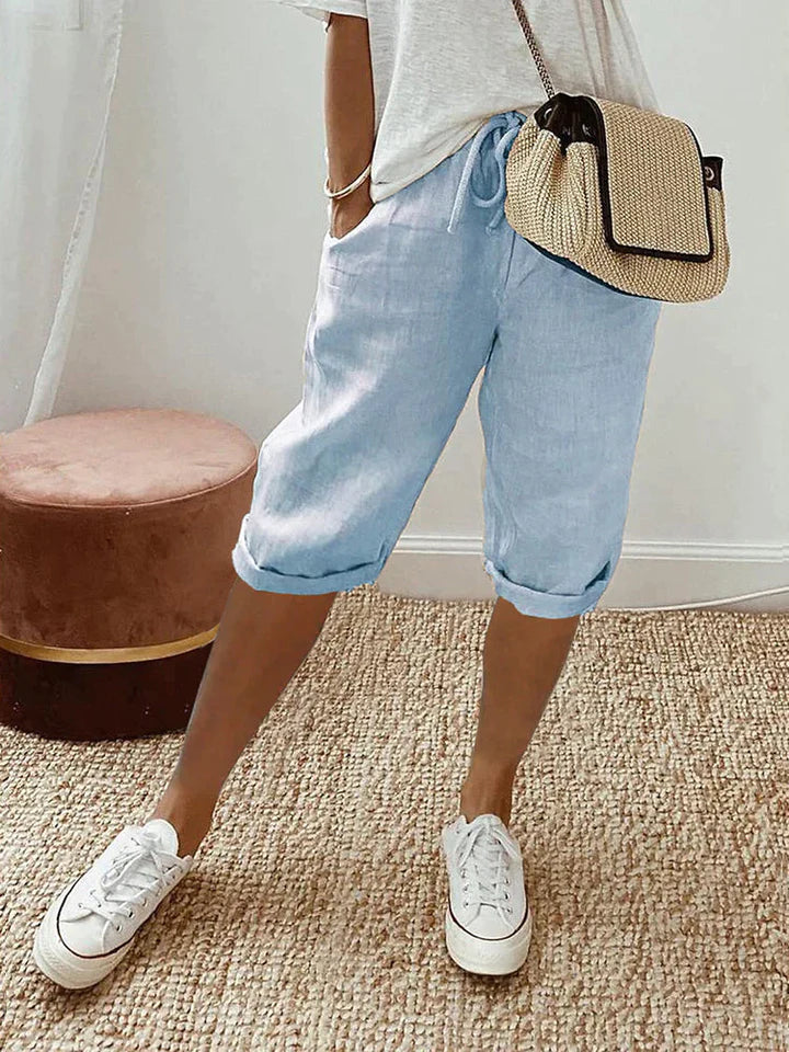 Adriada - Damen-Shorts aus Baumwolle und Leine