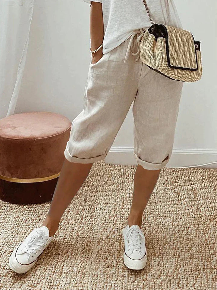 Adriada - Damen-Shorts aus Baumwolle und Leine