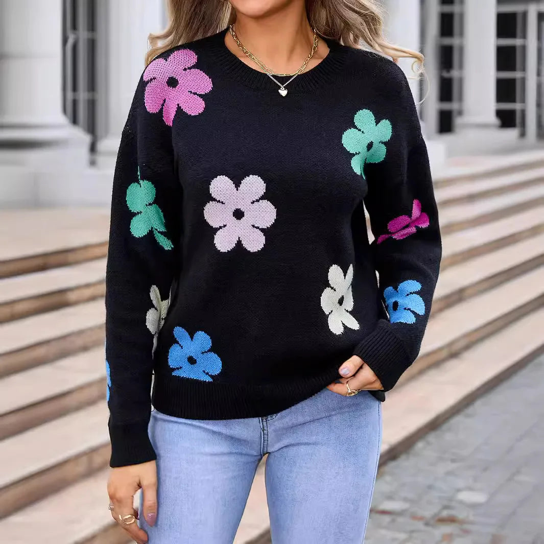 Aislin | Lässiger Blumengehäkelter Pullover